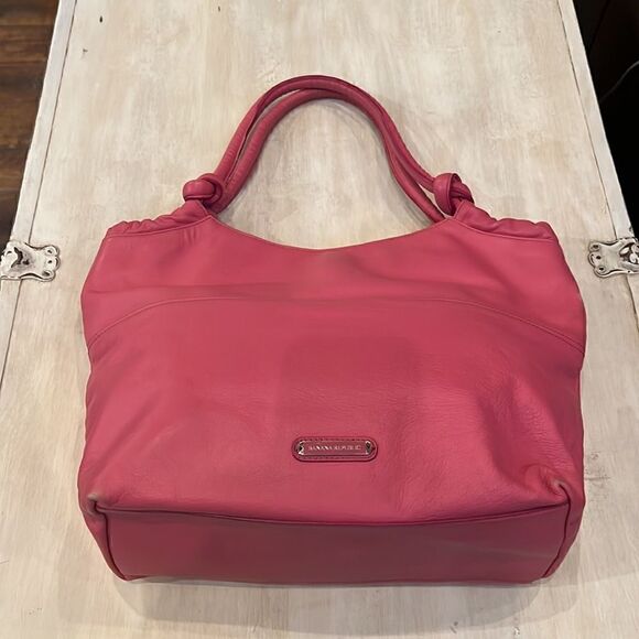 Vintage Banana Republic pink leather purse double handles magnetic closure - Picture 5 of 13